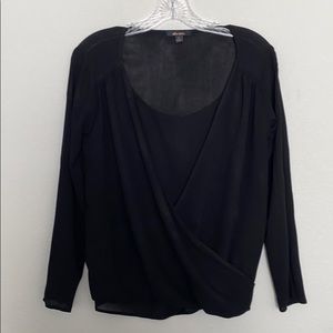 Ella Moss Wrap Front Blouse Black Size XS